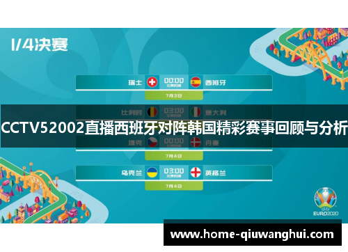 CCTV52002直播西班牙对阵韩国精彩赛事回顾与分析